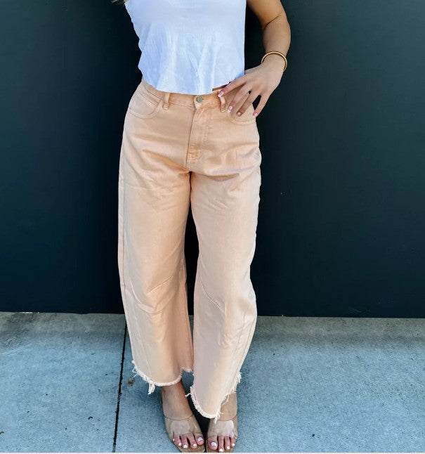 Peach Wash Barrel Jeans